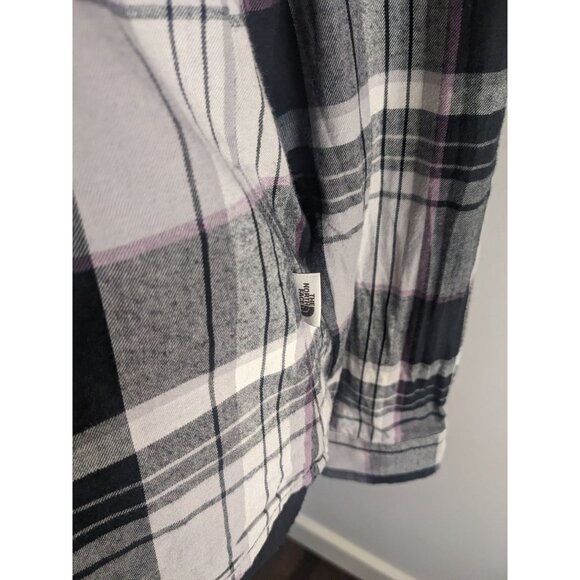 The North Face Womens Plaid Button-Up Flannel Shirt Black/White/Purple - Small - Picture 5 of 12